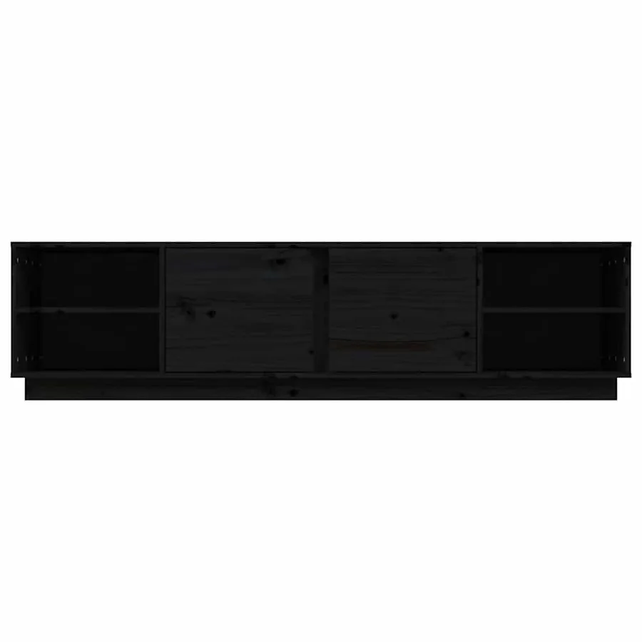 Meuble TV Noir 156x40x40 cm Bois de pin massif - 6