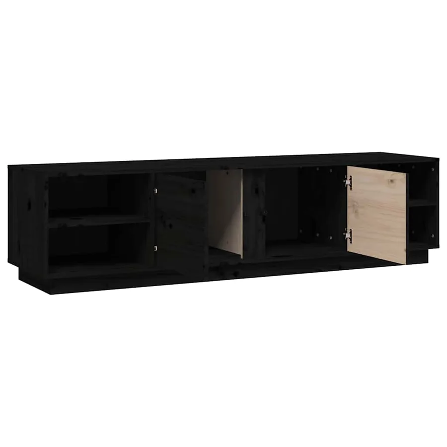 Meuble TV Noir 156x40x40 cm Bois de pin massif - 7