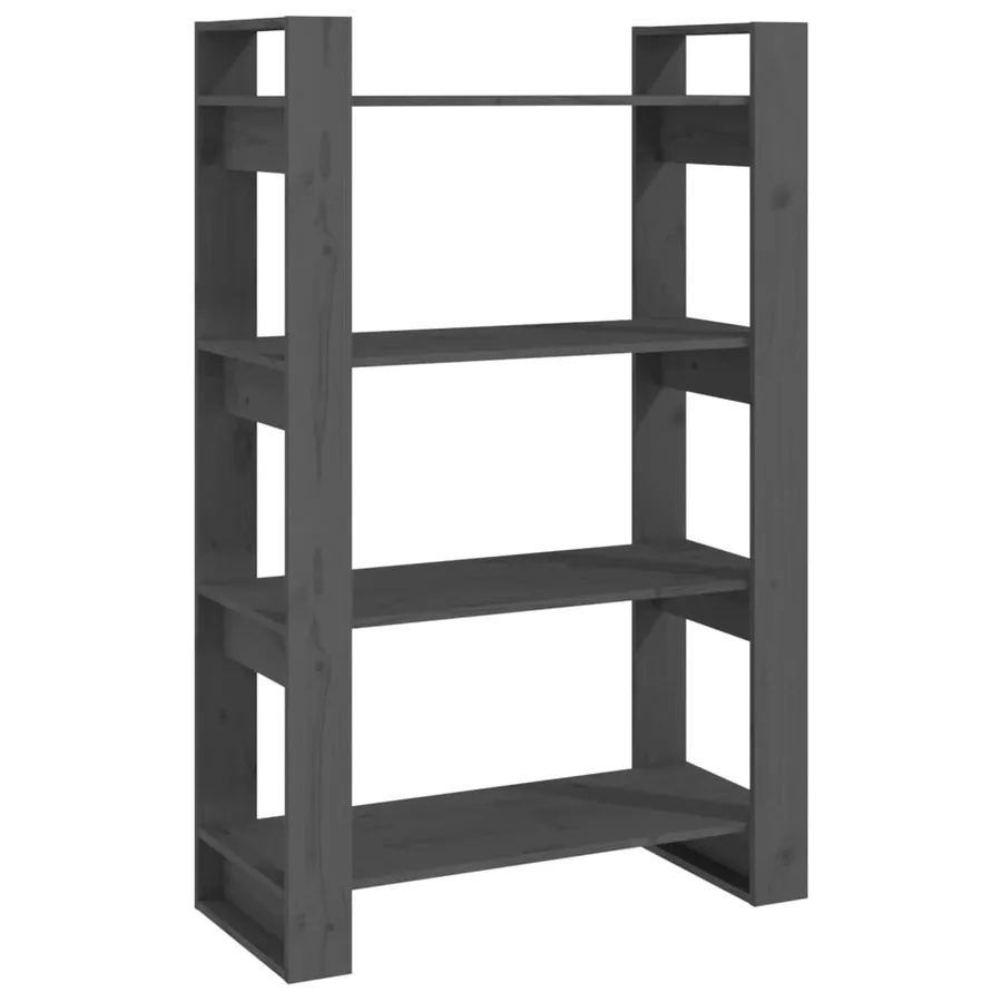 Bibliothèque/Séparateur de pièce Gris 80x35x125 cm Pin massif - 2