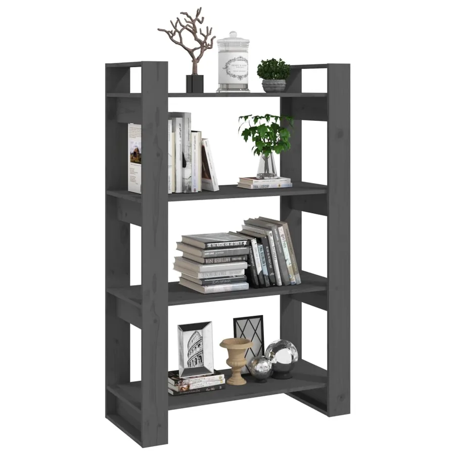 Bibliothèque/Séparateur de pièce Gris 80x35x125 cm Pin massif - 4