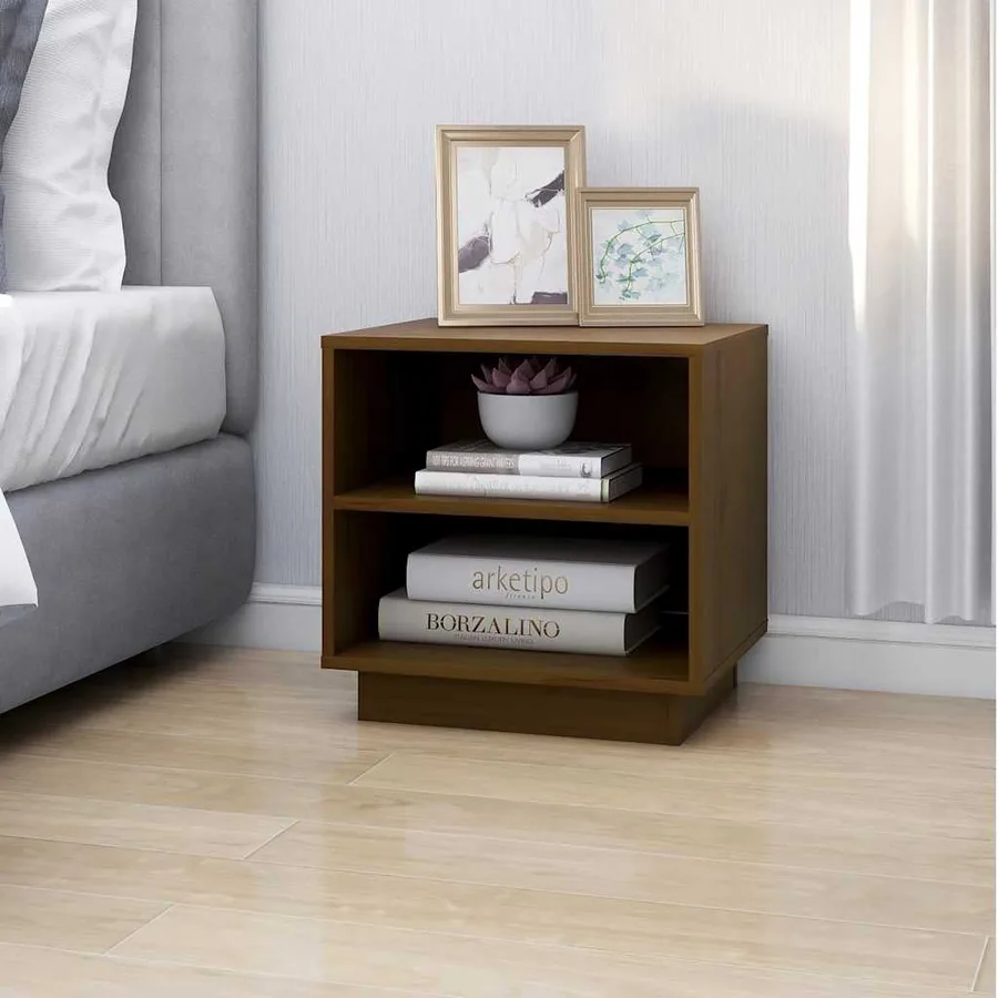 Tables de chevet 2pcs Marron miel 40x34x40cm Bois de pin solide - 4