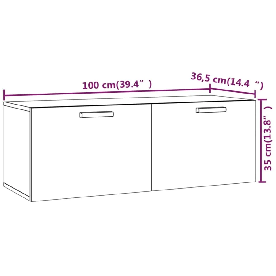 Armoire murale Blanc 100x36,5x35 cm Bois d'ingénierie - 9
