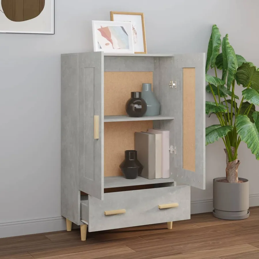 Buffet haut Gris béton 70x31x115 cm Bois d'ingénierie - 3