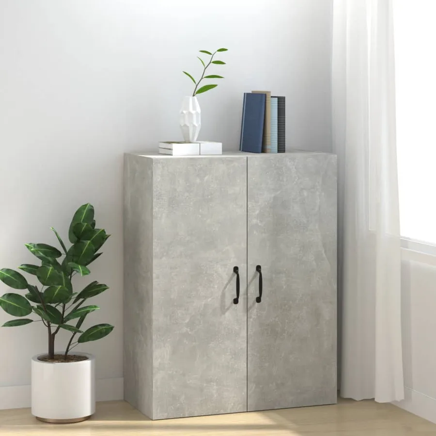 Armoire suspendue Gris béton 69,5x34x90 cm Bois d'ingénierie - 3