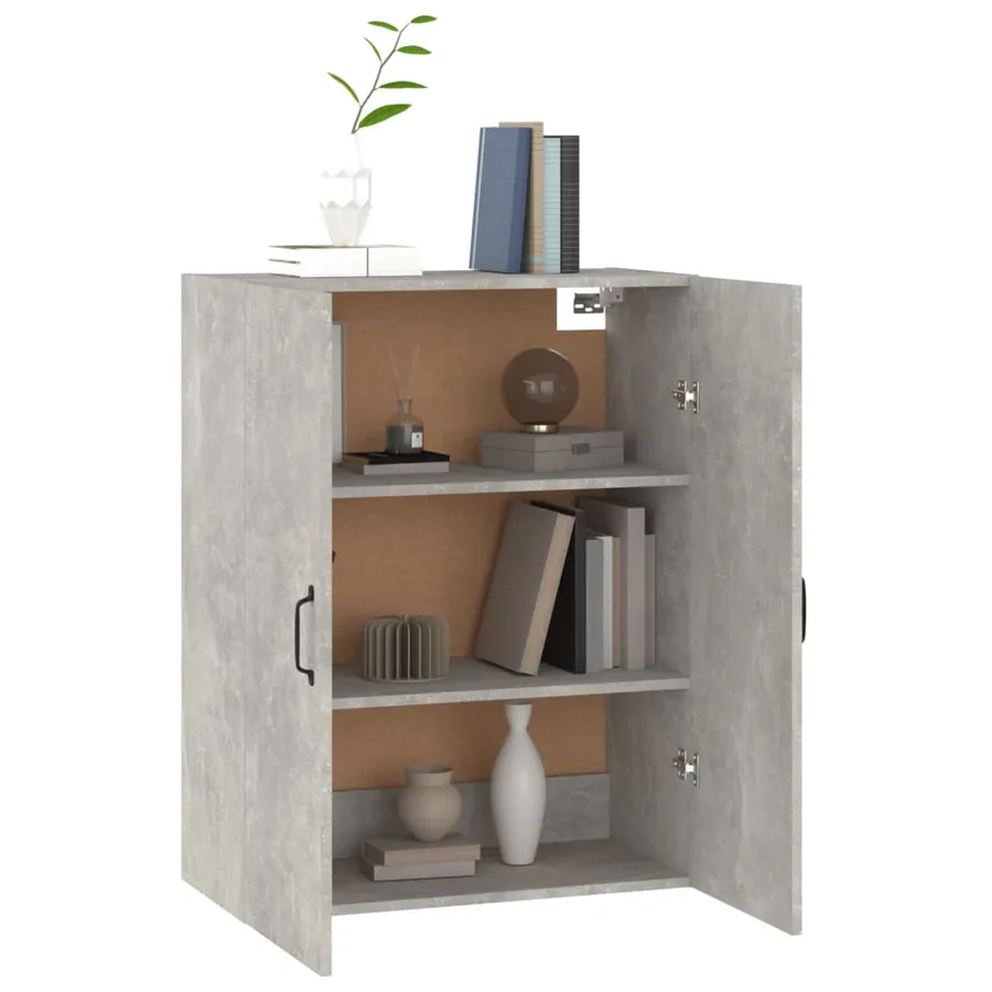Armoire suspendue Gris béton 69,5x34x90 cm Bois d'ingénierie - 5