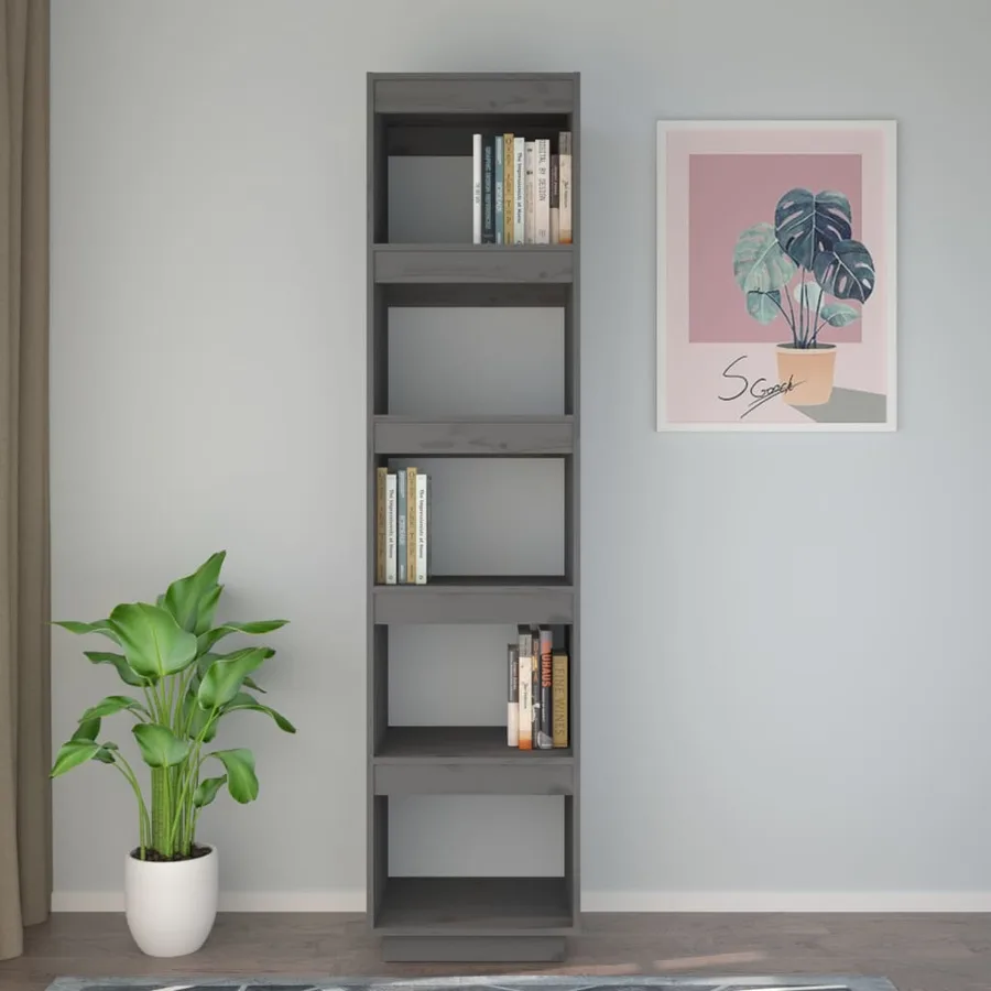Bibliothèque/Séparateur de pièce Gris 40x35x167 cm Pin solide - 3