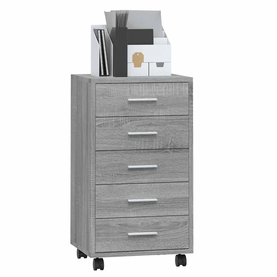 Armoire à tiroirs avec roulettes Sonoma gris Bois d'ingénierie - 3