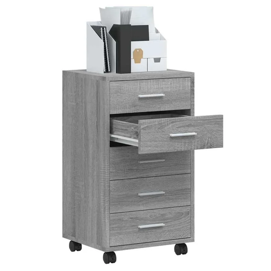 Armoire à tiroirs avec roulettes Sonoma gris Bois d'ingénierie - 4