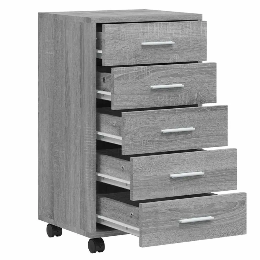 Armoire à tiroirs avec roulettes Sonoma gris Bois d'ingénierie - 5