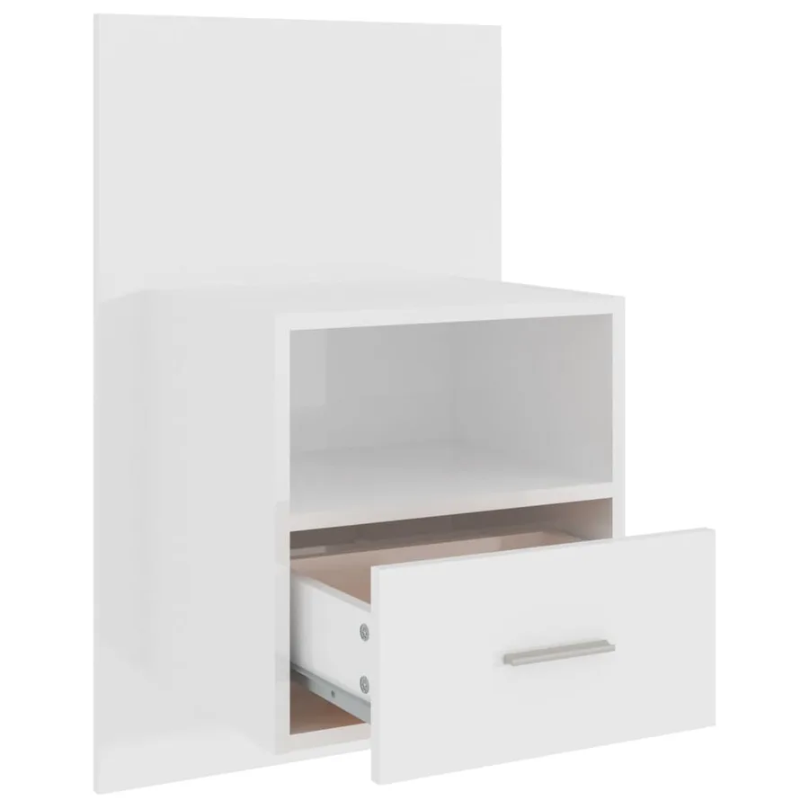Table de chevet murale Blanc brillant - 5