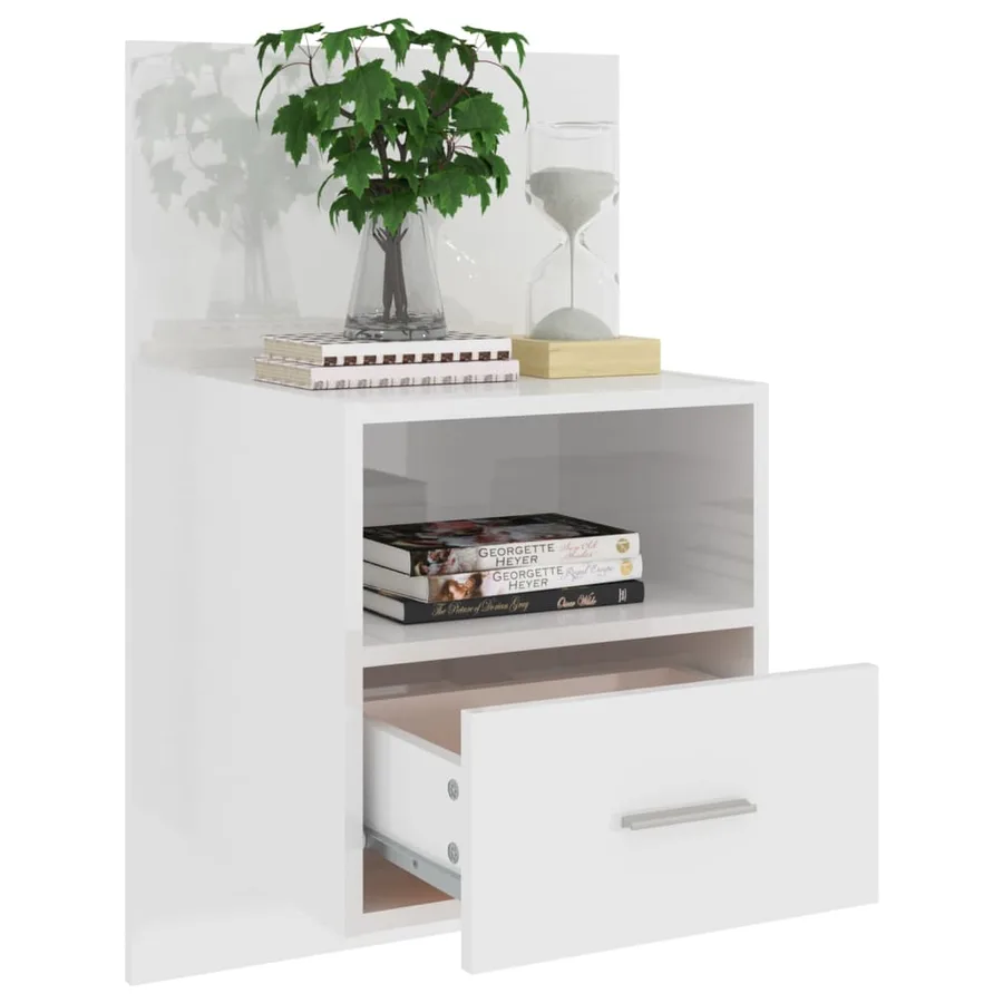 Table de chevet murale Blanc brillant - 7