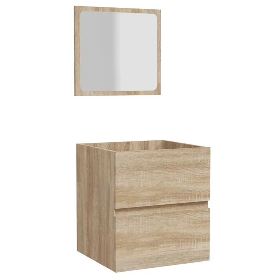 Armoire de bain avec miroir chêne sonoma bois d'ingénierie - 2