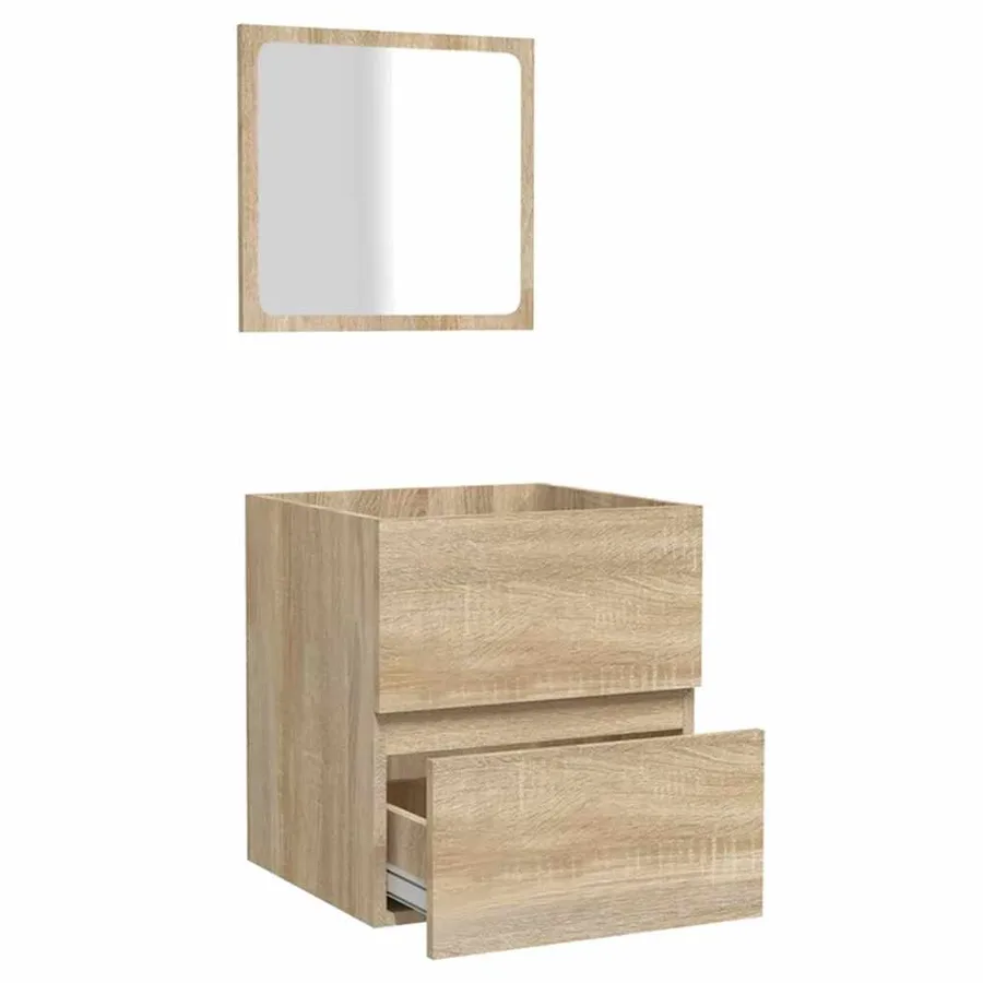 Armoire de bain avec miroir chêne sonoma bois d'ingénierie - 5
