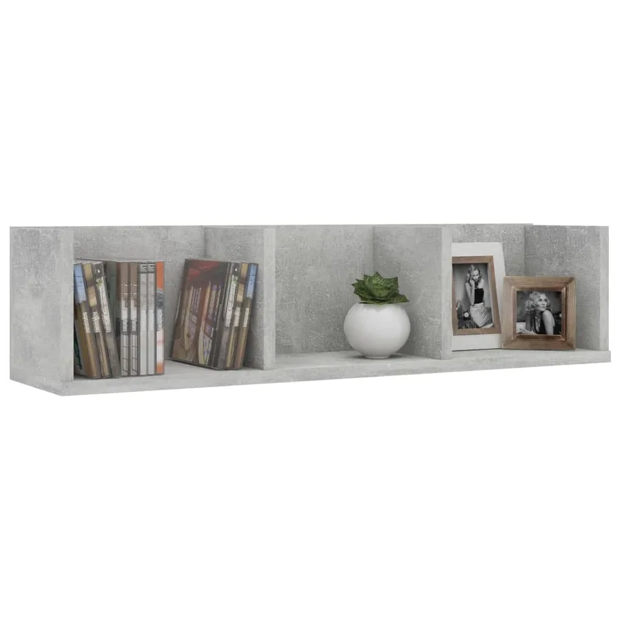 Étagère murale à CD Gris béton 75x18x18 cm Bois d'ingénierie - 3