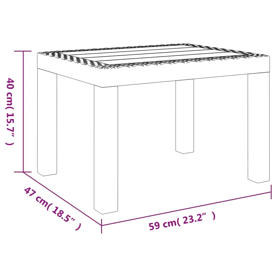 Table de jardin anthracite 59x47x40 cm PP - 7
