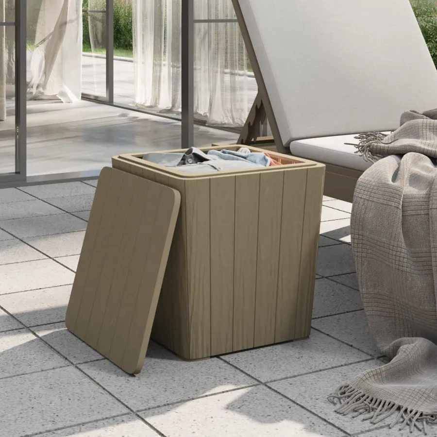 Table de jardin avec couvercle amovible marron polypropylène - 3