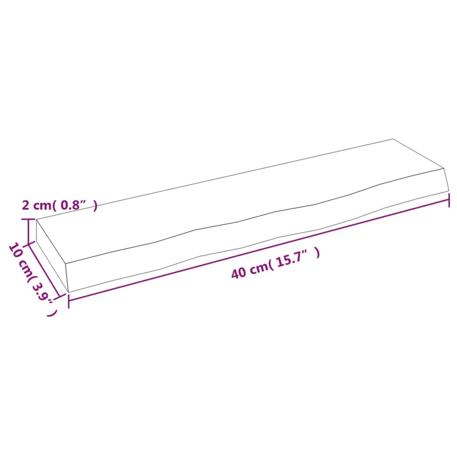 Étagère murale marron foncé 40x10x2 cm bois chêne massif traité - 7