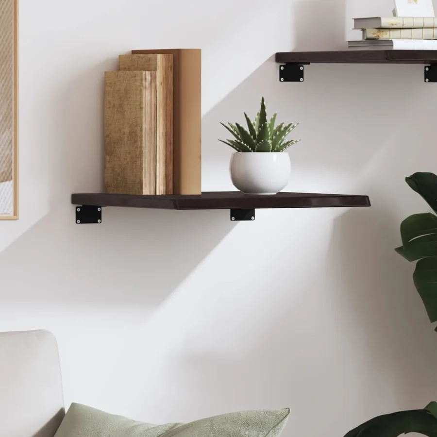 Étagère murale marron foncé 40x40x2 cm bois chêne massif traité - 3