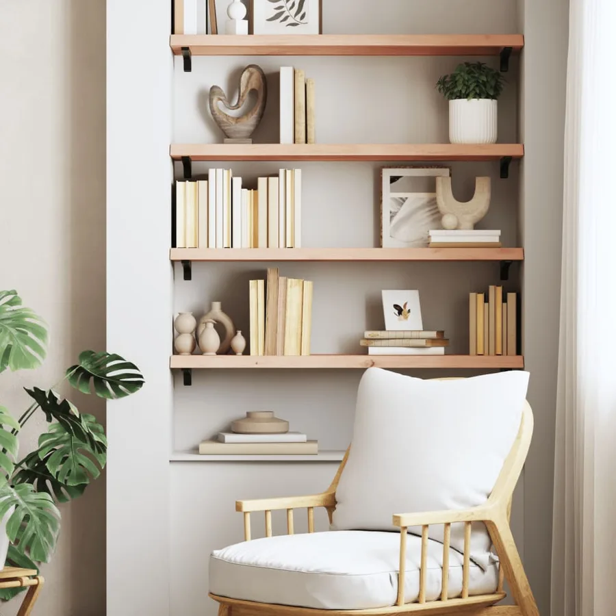 Étagère murale 80x30x(2-4) cm bois de chêne massif non traité - 3