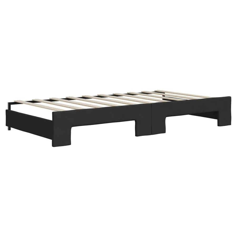 Lit de jour avec gigogne et matelas noir 90x190 cm tissu - 5