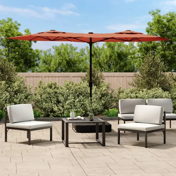 Parasol de jardin à double tête terre cuite 316x145 cm