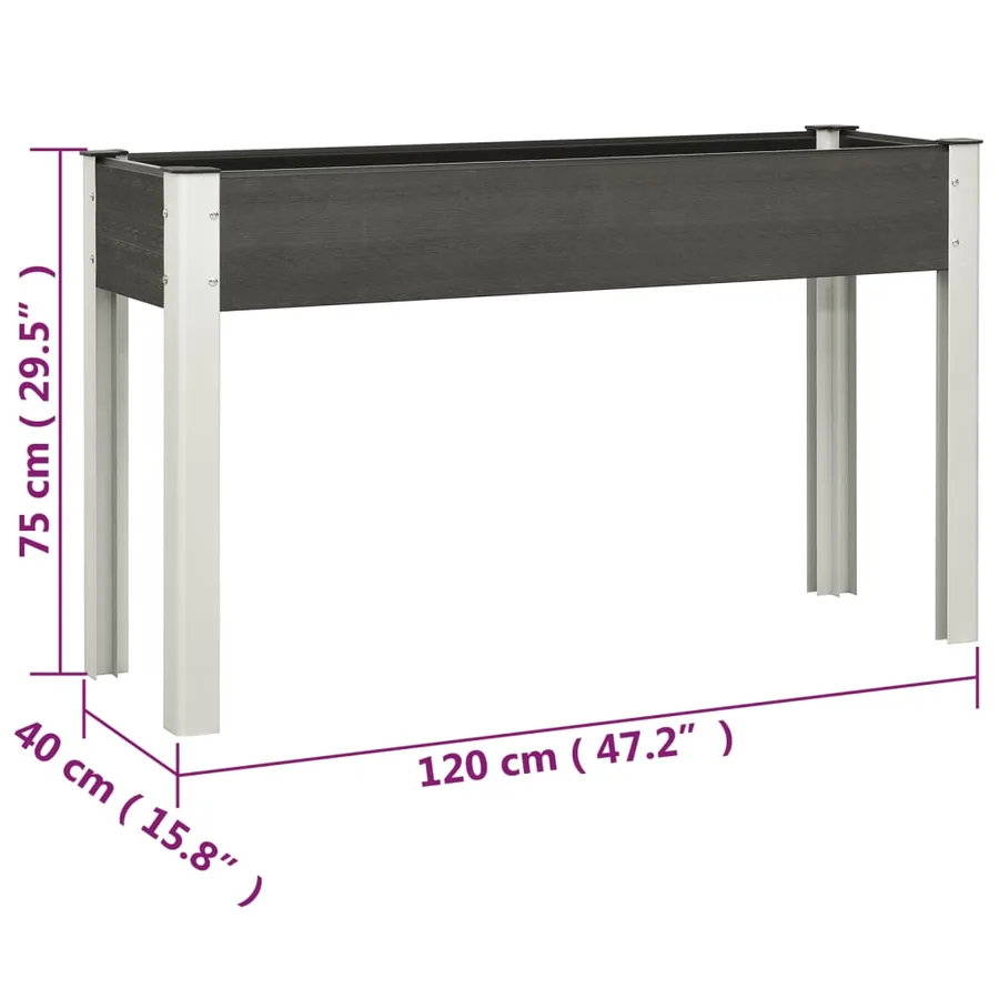 Lit surélevé de jardin Gris 120x40x75 cm WPC - 6