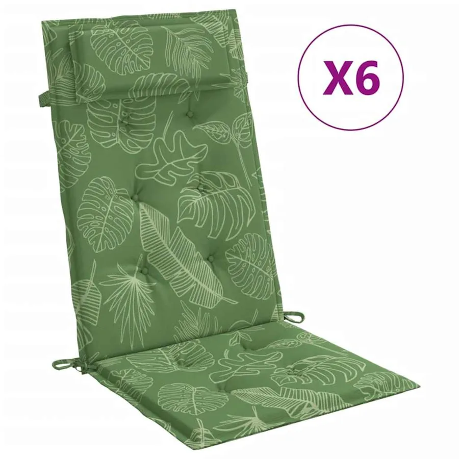 Coussins de chaise à dossier haut lot de 6 modèle de feuille - 2