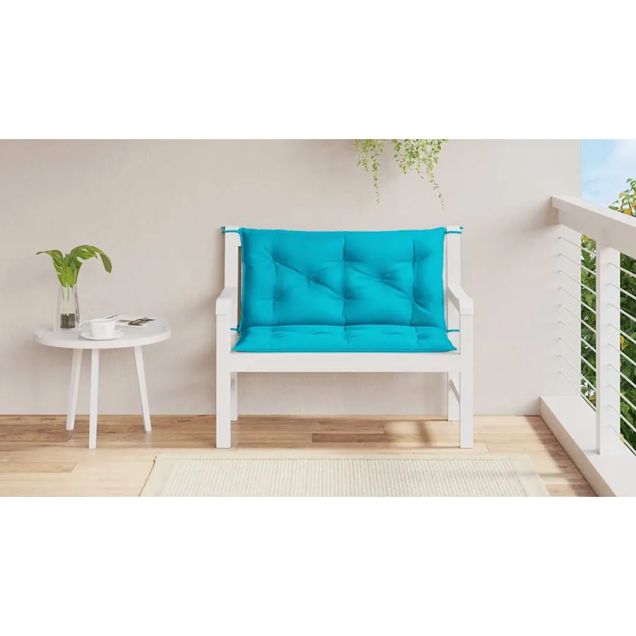 Coussins de banc de jardin lot de 2 turquoise 100x50x7 cm tissu - 3