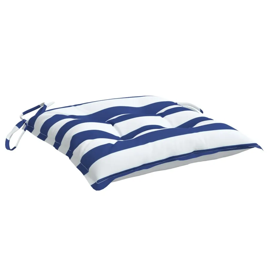 Coussins de chaise lot de 4 rayures bleues blanches 50x50x7 cm - 5