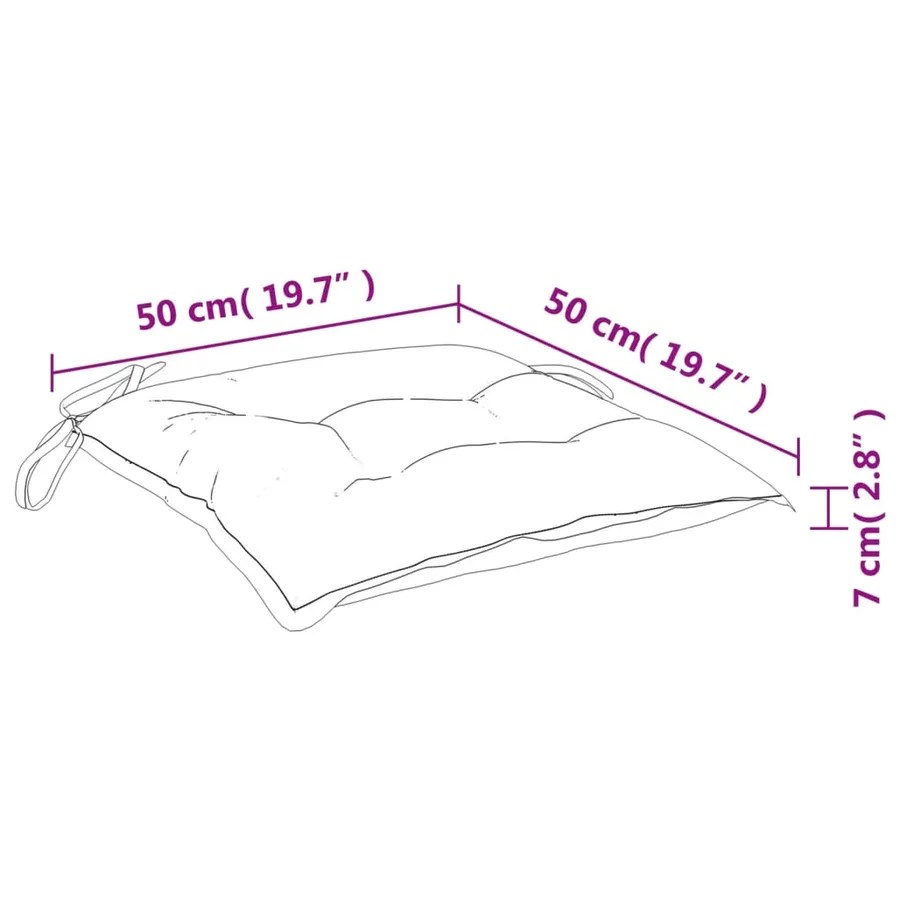 Coussins de chaise lot de 4 rayures bleues blanches 50x50x7 cm - 9