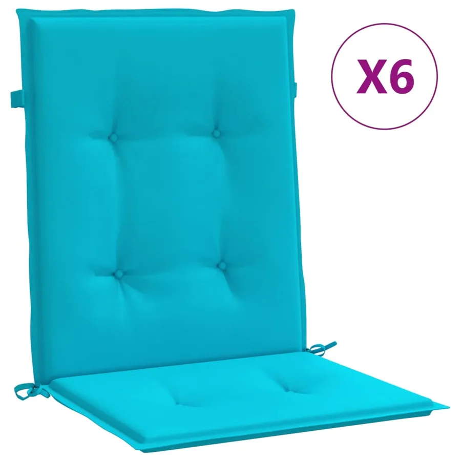 Coussins de chaise à dossier bas lot de 6 turquoise tissu - 2