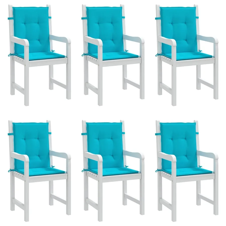 Coussins de chaise à dossier bas lot de 6 turquoise tissu - 4