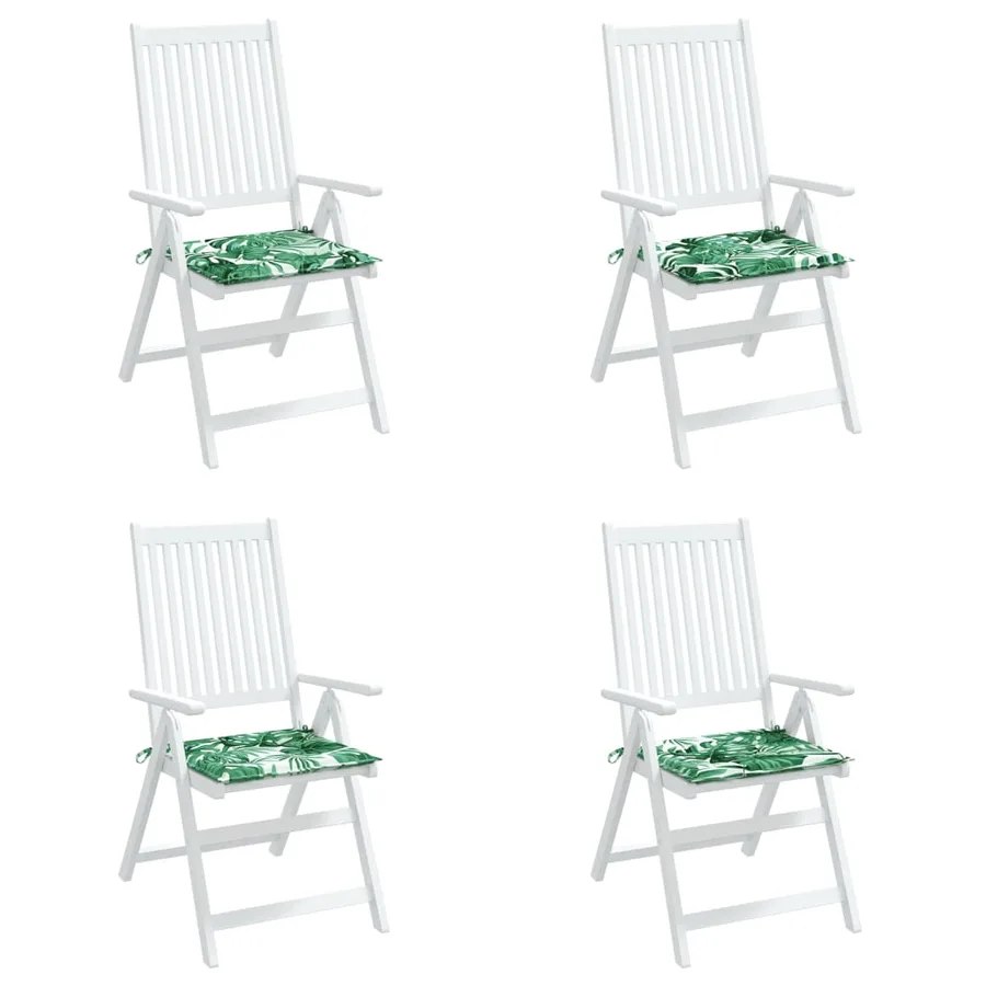Coussins de chaise lot de 4 motif de feuilles 40x40x4 cm tissu - 7