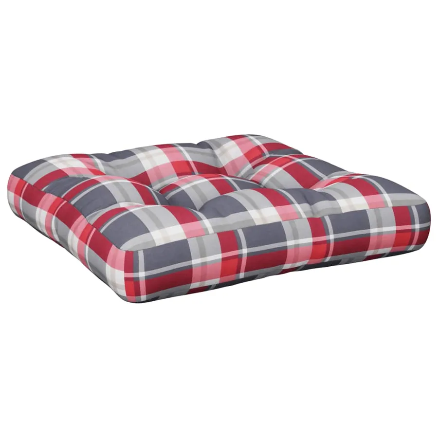 Coussin de palette motif à carreaux rouge tissu - 2