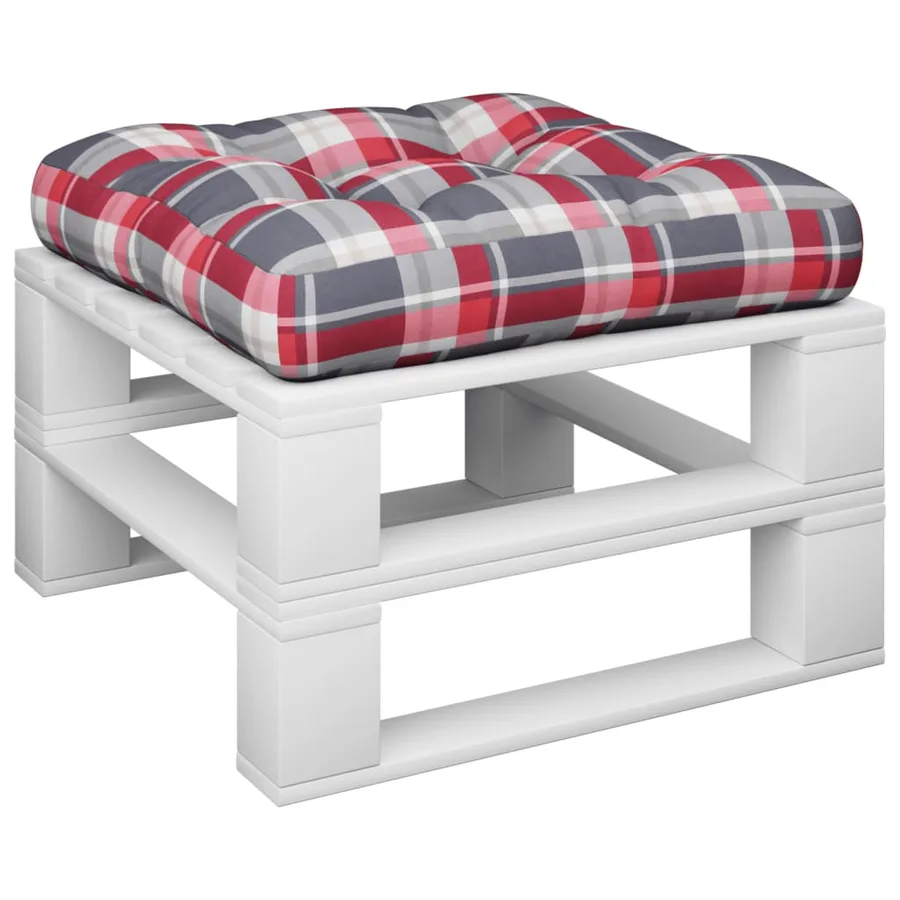 Coussin de palette motif à carreaux rouge tissu - 3