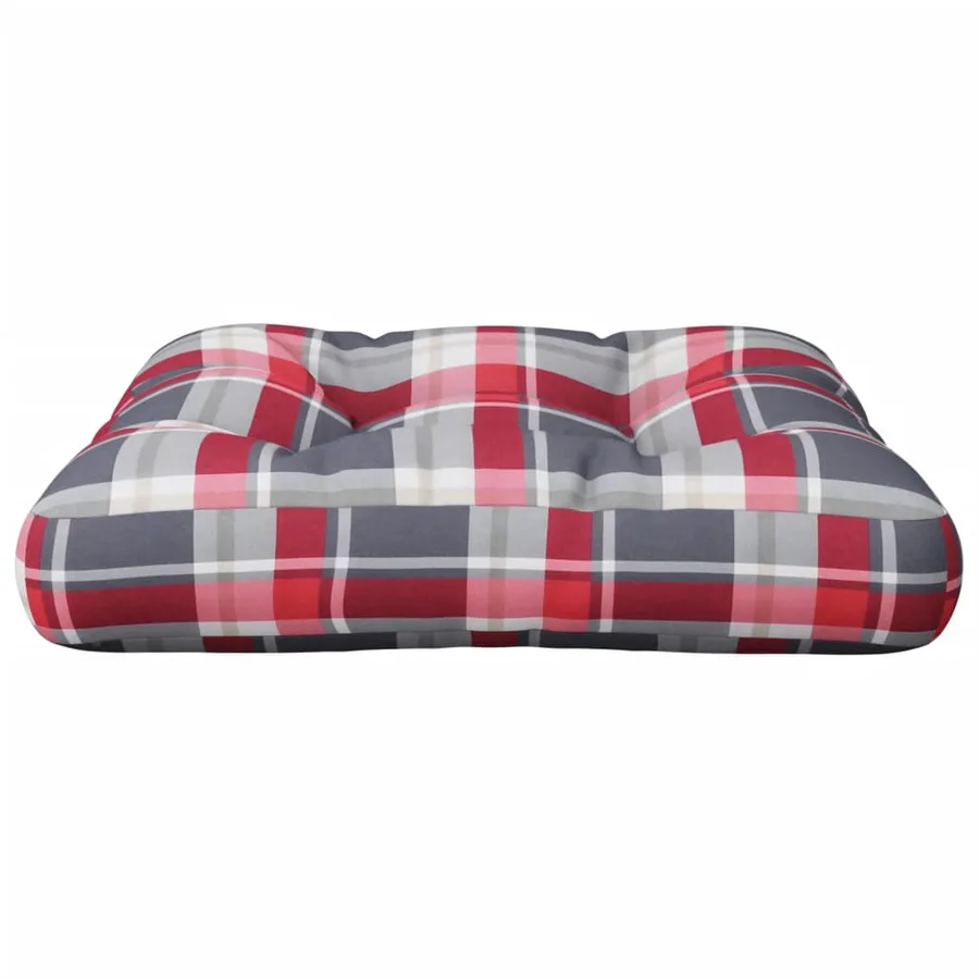 Coussin de palette motif à carreaux rouge tissu - 4