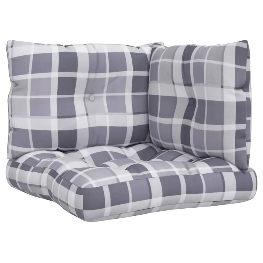 Coussins de palette lot de 3 motif à carreaux gris tissu - 2