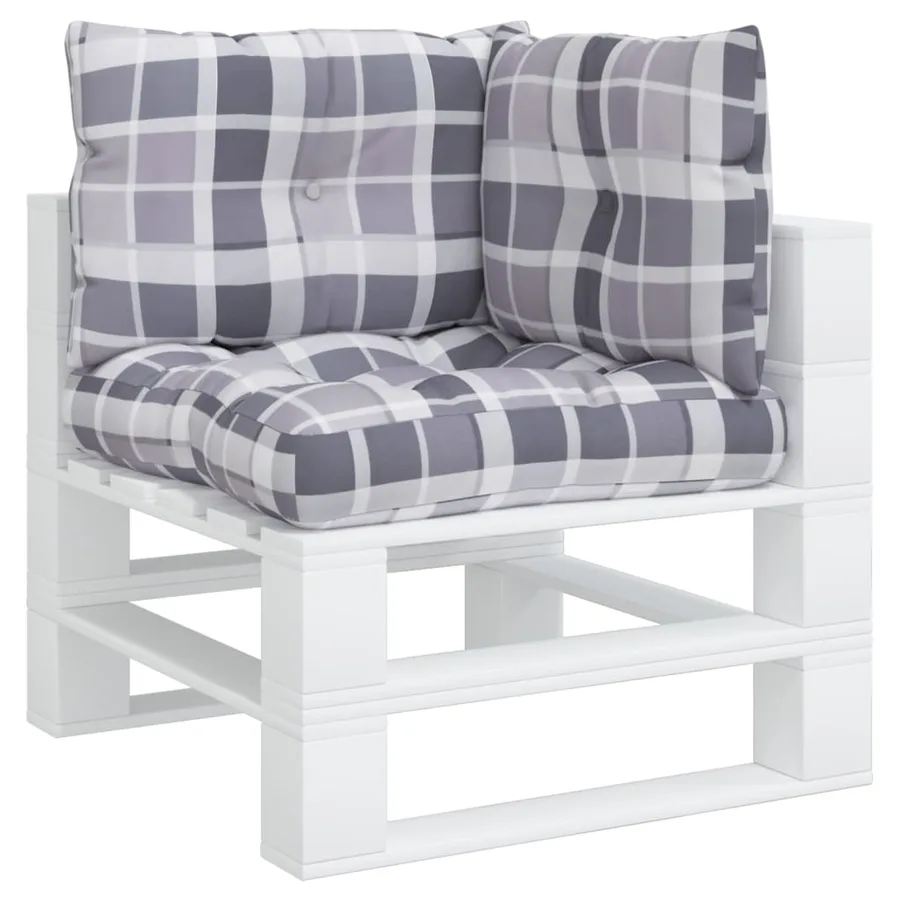 Coussins de palette lot de 3 motif à carreaux gris tissu - 3