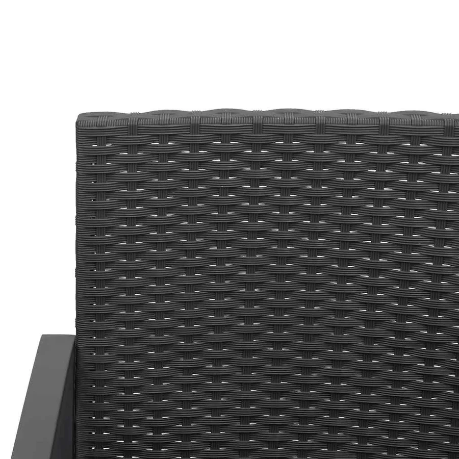 Banc de jardin à 3 places avec coussins noir rotin PP - 6
