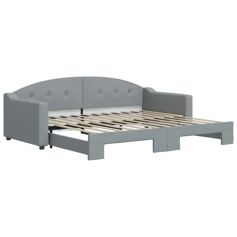 Lit de jour avec gigogne sans matelas gris clair 90x200 cm - 2