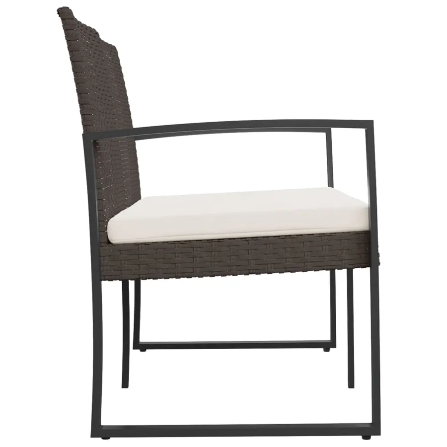 Banc de jardin à 2 places avec coussins marron PP rotin - 4