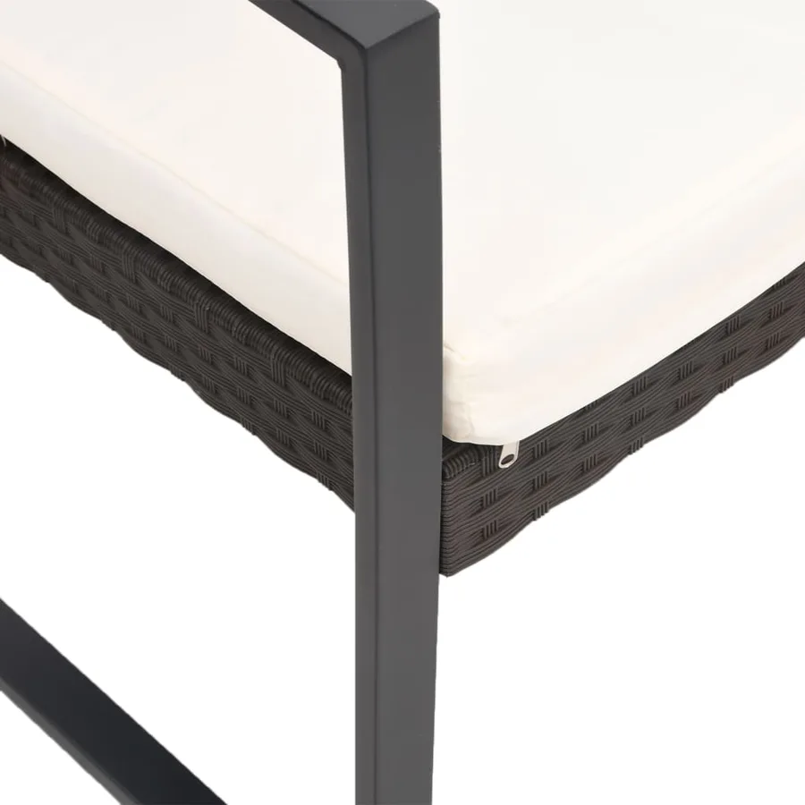 Banc de jardin à 2 places avec coussins marron PP rotin - 5