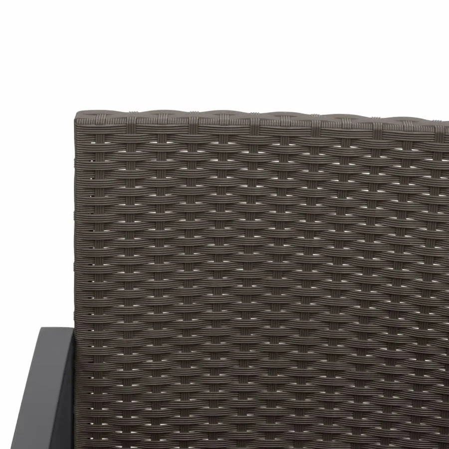 Banc de jardin à 2 places avec coussins marron PP rotin - 6