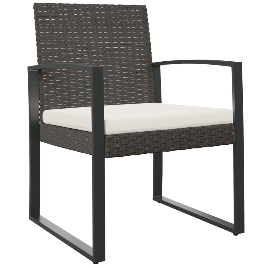 Chaises à manger de jardin lot de 2 marron rotin PP - 2