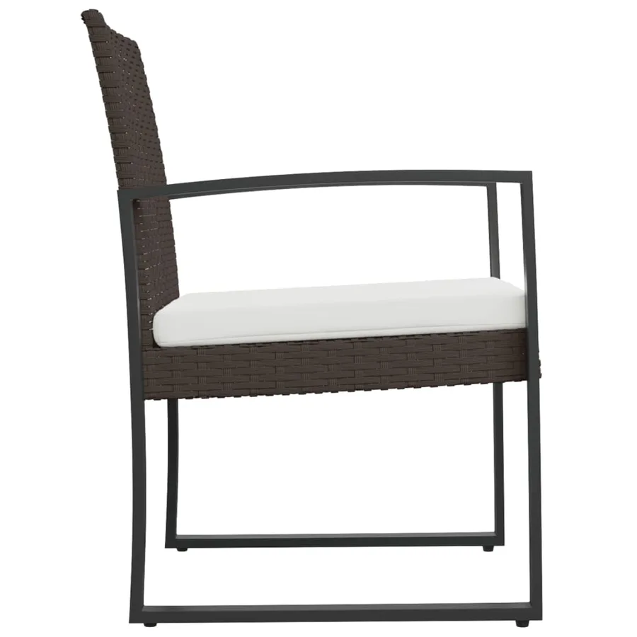 Chaises à manger de jardin lot de 2 marron rotin PP - 4