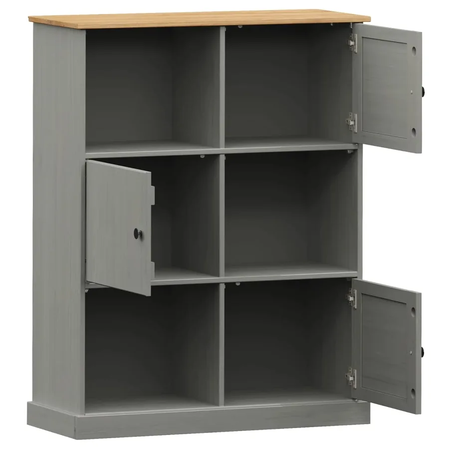 Bibliothèque VIGO gris 90x35x114,5 cm bois massif de pin - 5
