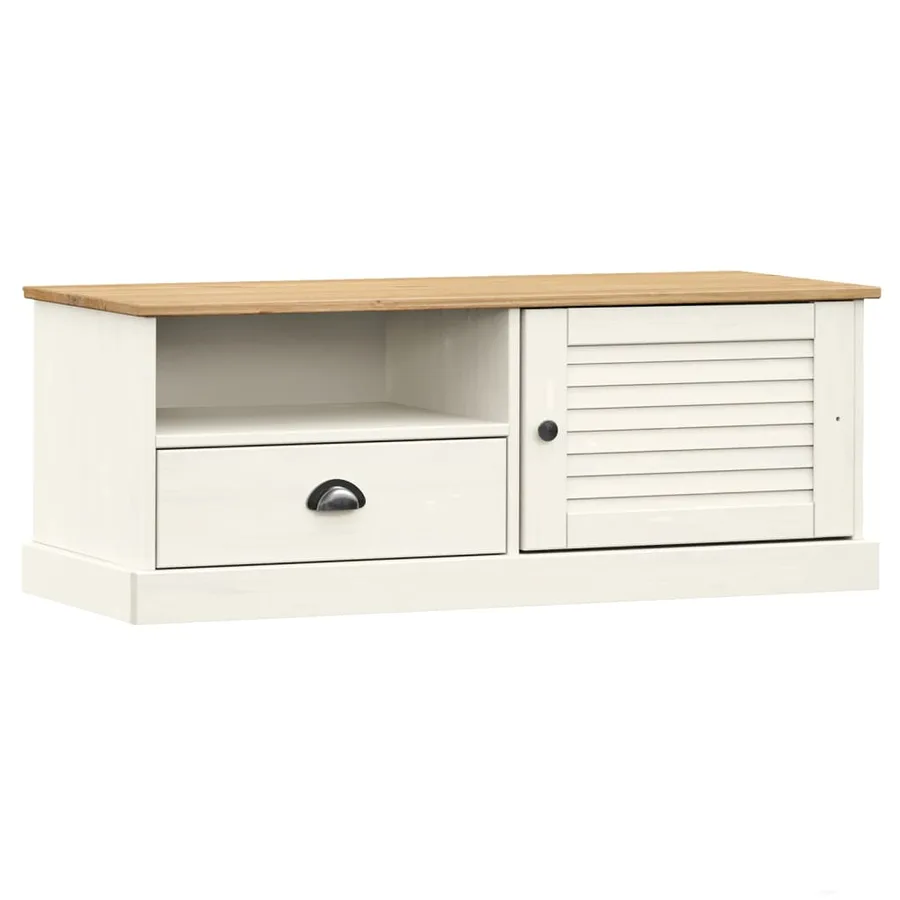 Meuble TV VIGO blanc 106x40x40 cm bois massif de pin - 2