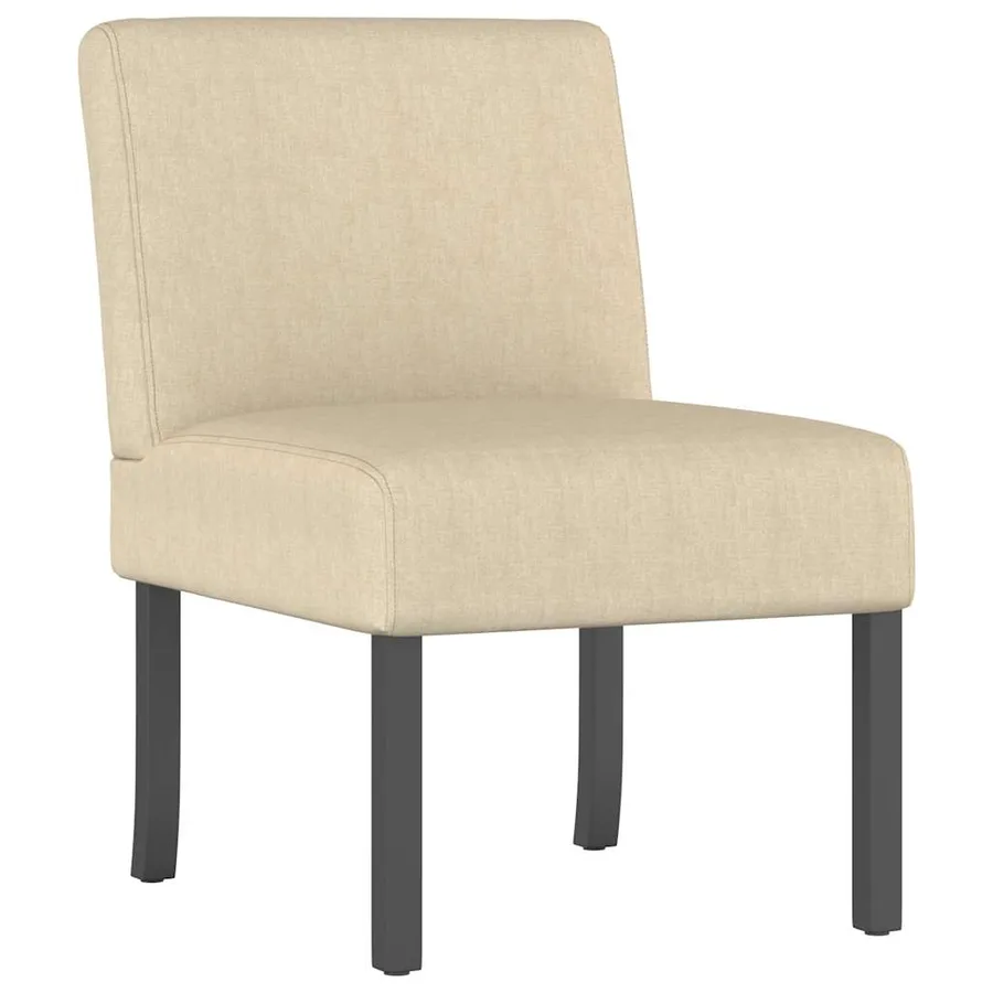 Fauteuil sans accoudoirs crème tissu - 2