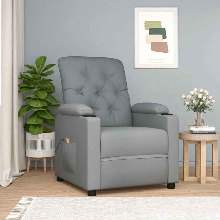 Fauteuil de massage inclinable en tissu gris clair
