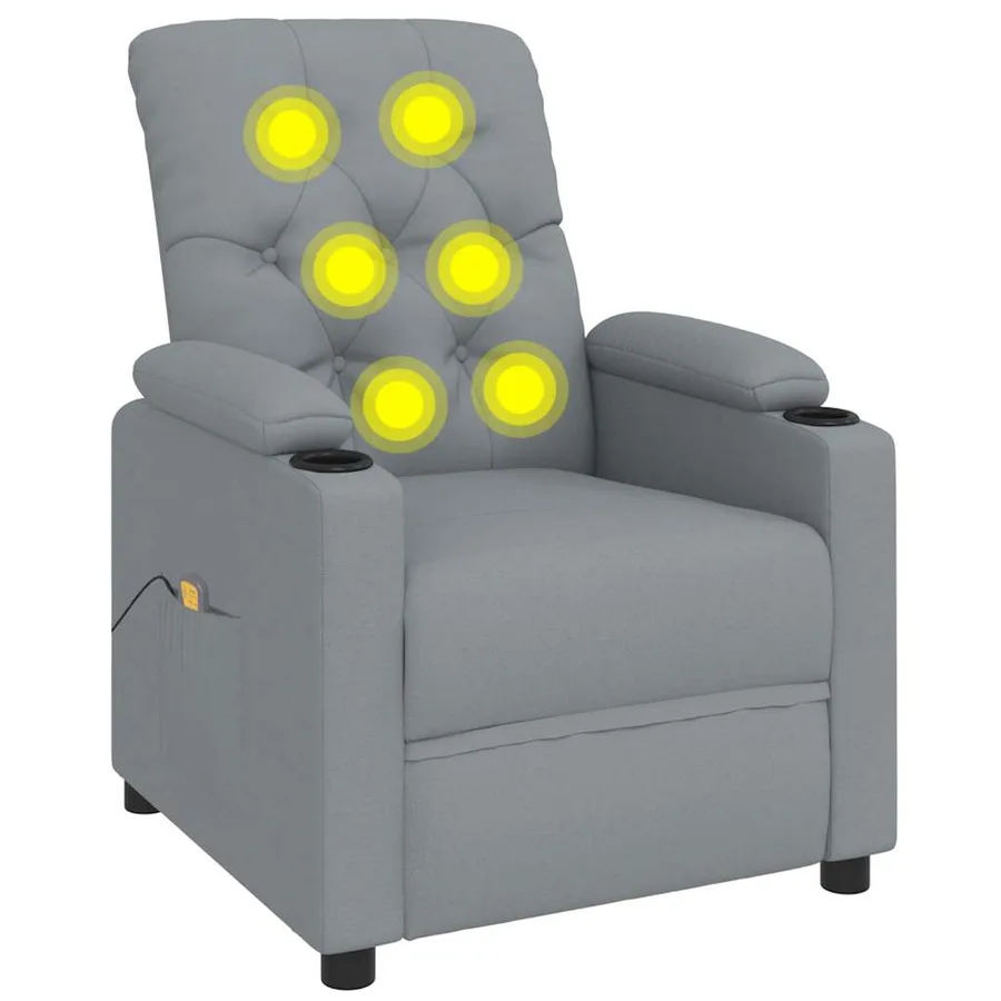 Fauteuil de massage inclinable en tissu gris clair - 6